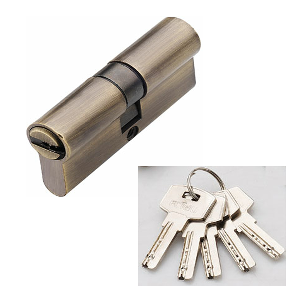 Door Cylinders -70mm Double Open with 5 Computer Brass Keys